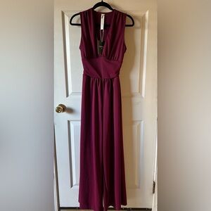 Halara Burgundy Sleeveless Pantsuit Size Medium NWT